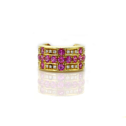diamond and ruby earrings in 18K yellow gold
