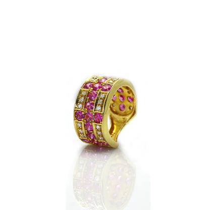 diamond and ruby earrings in 18K yellow gold