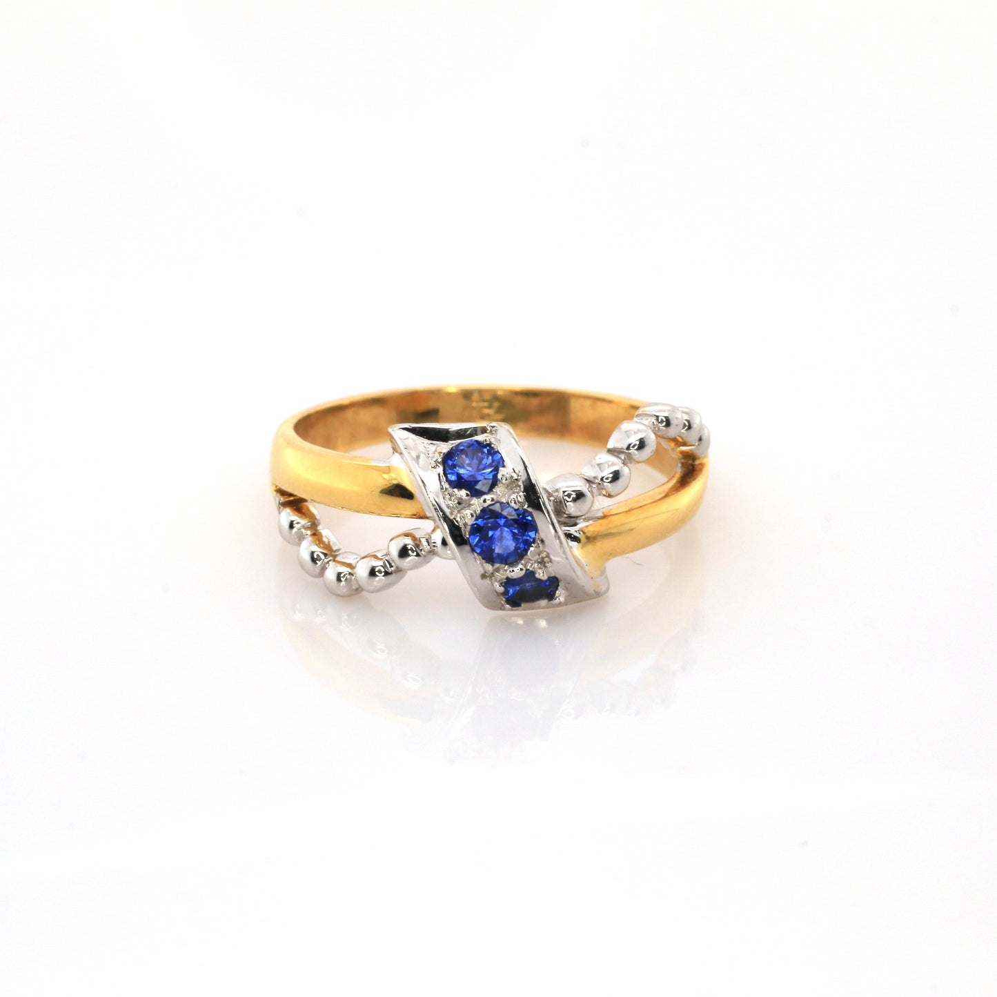 Blue Sapphire & White Sapphire Party Ring - 4.54gm