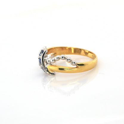 White sapphire and Blue sapphire ring