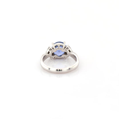 Blue star sapphire and diamond ring in 950 platinum