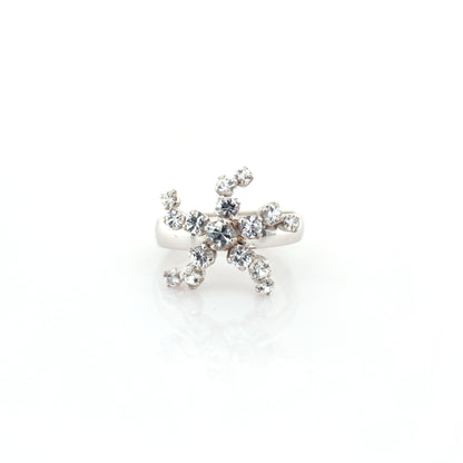 White sapphire ring in 18K white gold