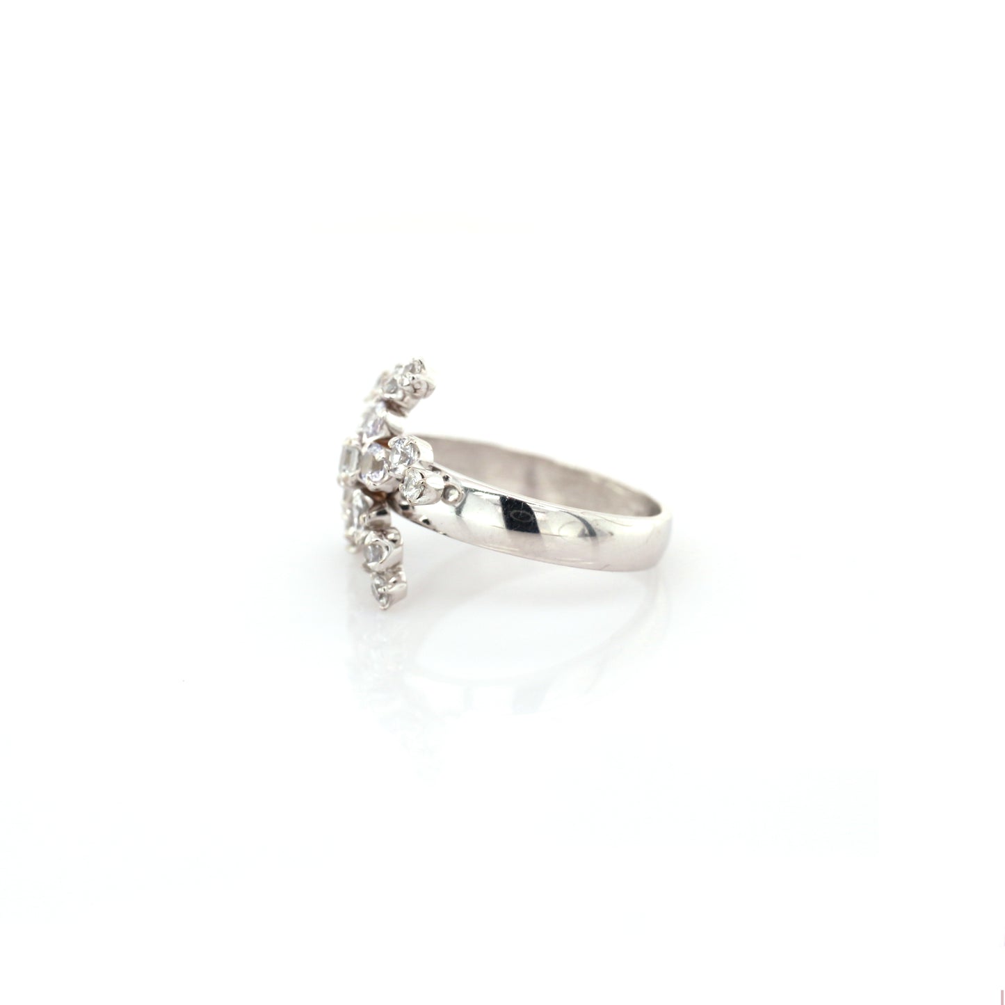 White Sapphire Engagement Ring 18k White Gold