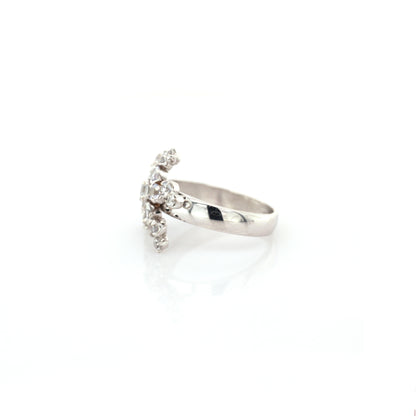 White sapphire ring in 18K white gold