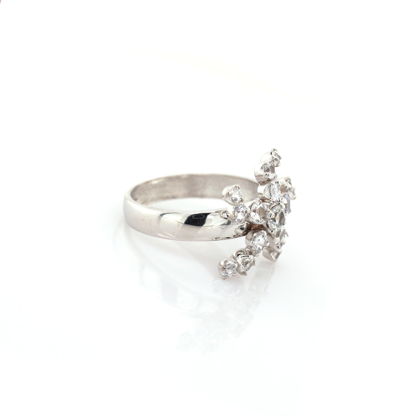 White Sapphire Engagement Ring 18k White Gold