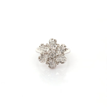diamond floral ring in 18K white gold
