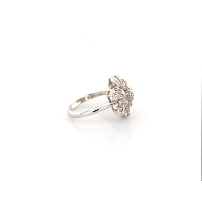diamond floral ring in 18K white gold