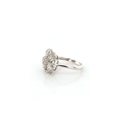 diamond floral ring in 18K white gold