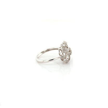 diamond floral ring in 18K white gold