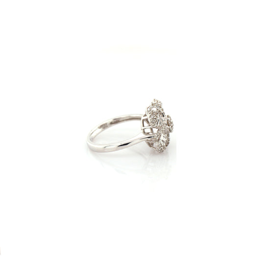 diamond floral ring in 18K white gold