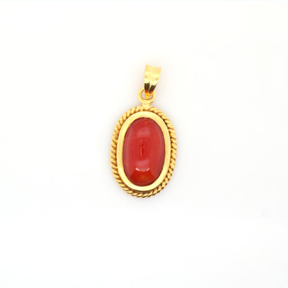 red coral pendant in 18K yellow gold