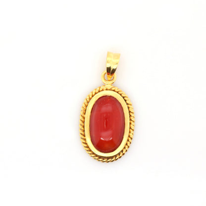 red coral pendant in 18K yellow gold