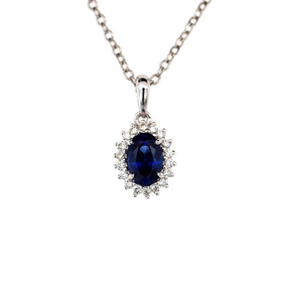 Blue sapphire and diamond pendant