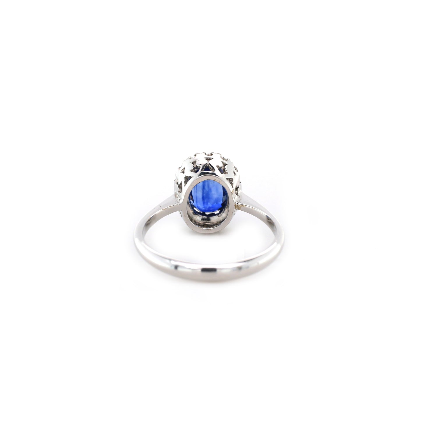 Vintage Blue Sapphire Ring - 18K White Gold  3.48 g