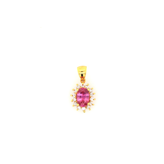 Pink Sapphire Pendent - 14k yellow Gold