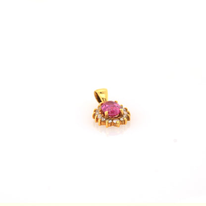 Pink sapphire pendant in 18K yellow gold