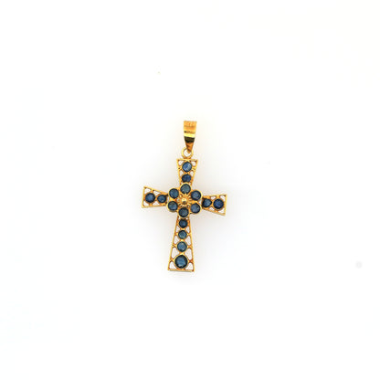 Blue sapphire pendant in 14K yellow gold