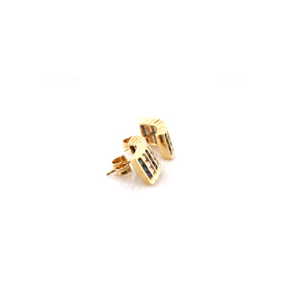 Blue sapphire and diamond earrings in 14K yellow gold