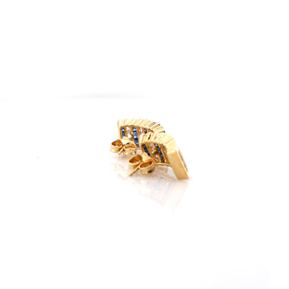 Blue sapphire and diamond earrings in 14K yellow gold