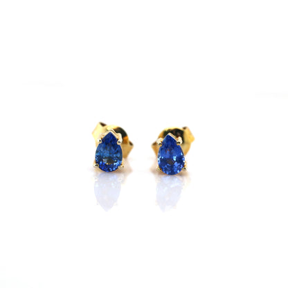 Blue sapphire earrings in 10K yellow gold