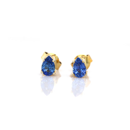 Blue sapphire earrings in 10K yellow gold