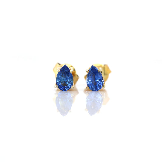 Blue Sapphire Earring - 10k Yellow Gold 1.38 gm