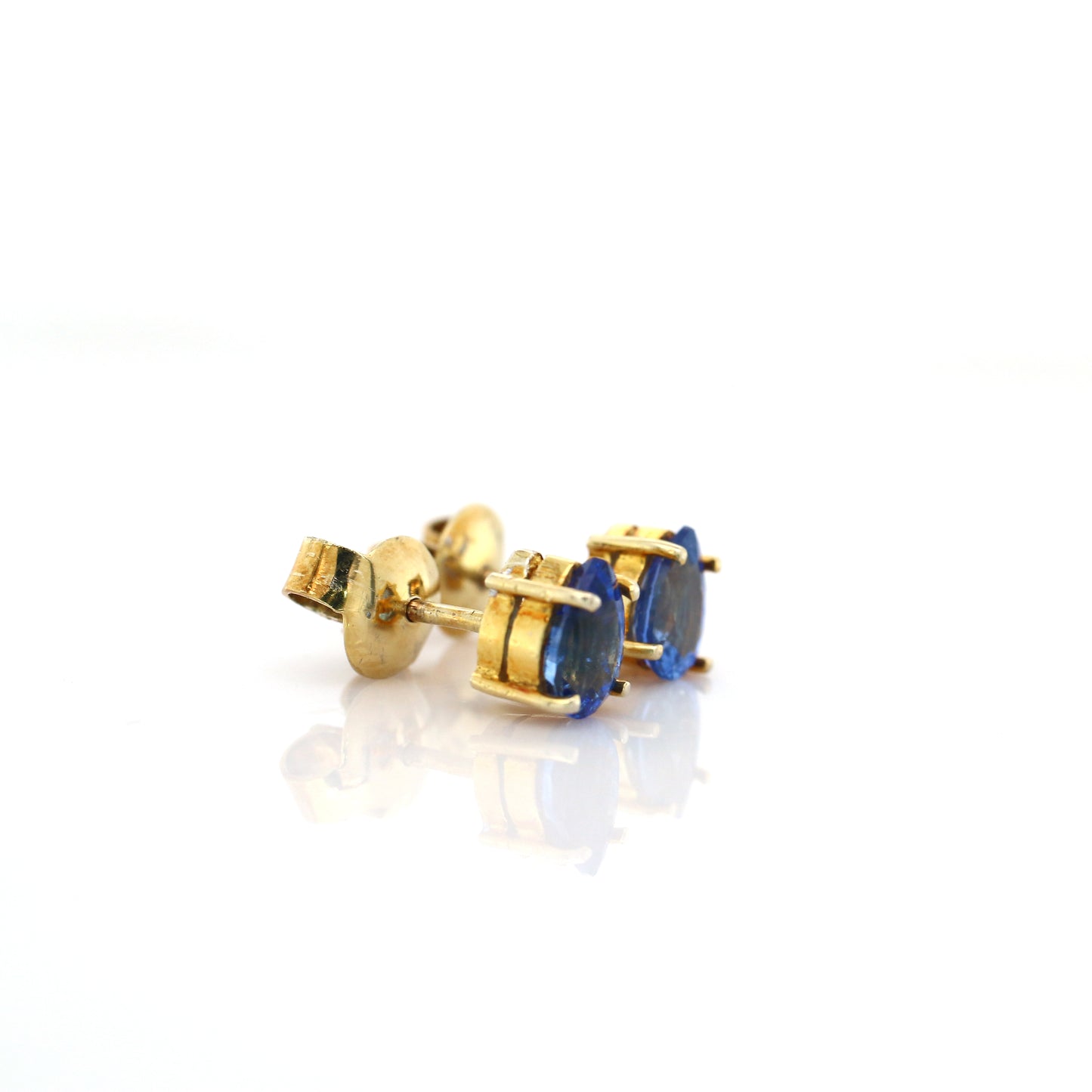 Blue Sapphire Earring - 10k Yellow Gold 1.38 gm