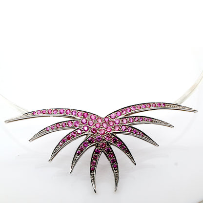 Pink sapphire necklace in 18K white gold