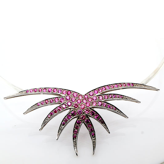 Pink sapphire necklace in 18K white gold