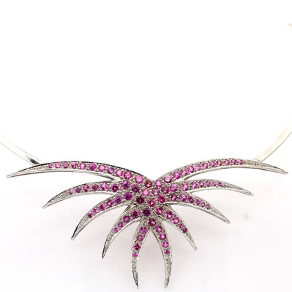 Pink sapphire necklace in 18K white gold