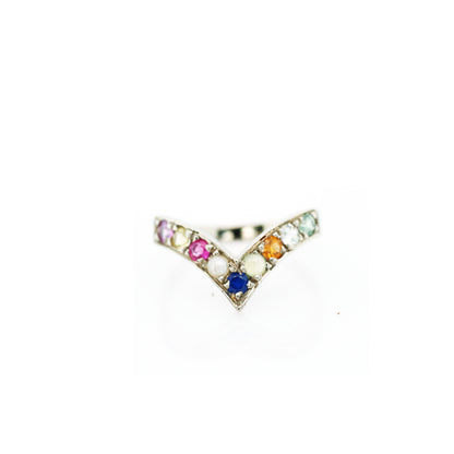 Nawarathna gemstones ring in 18K white gold