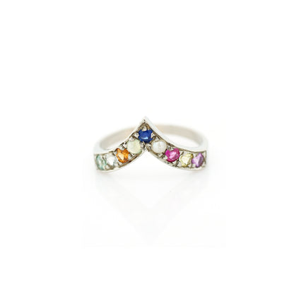 Nawarathna gemstones ring in 18K white gold