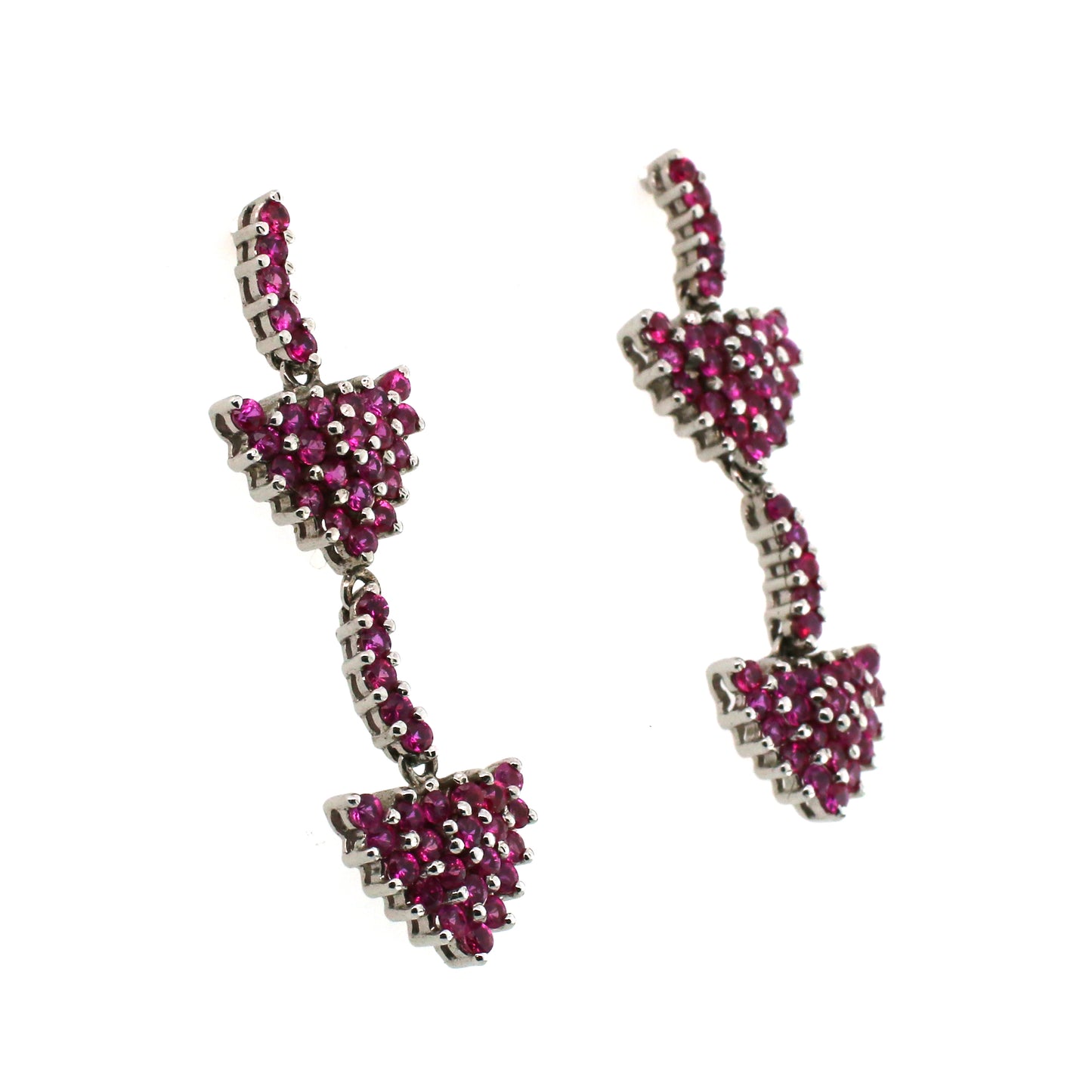 Pair of Earring Embedded with Accurate sizes of Pink Sapphire