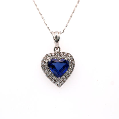 Blue sapphire and diamond pendant