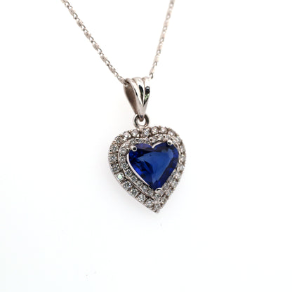 Blue sapphire and diamond pendant