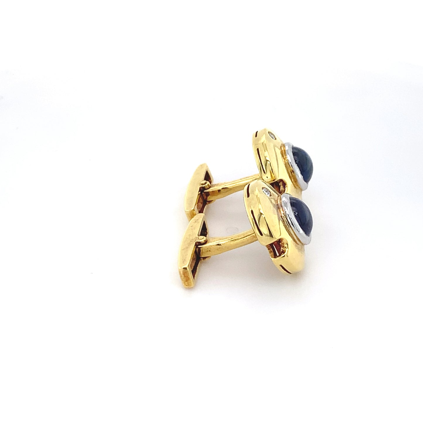 Blue Sapphire & Daimond 18k Gold Cufflink for Mens