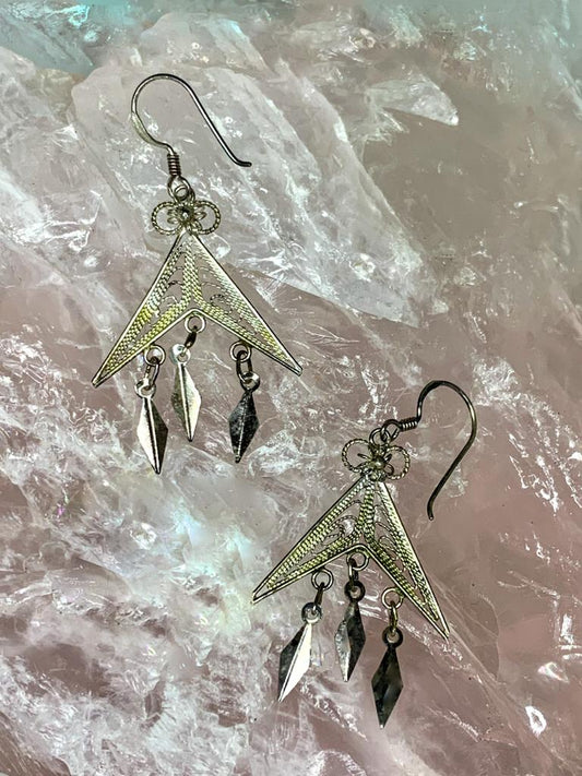 filigree earrings in silver