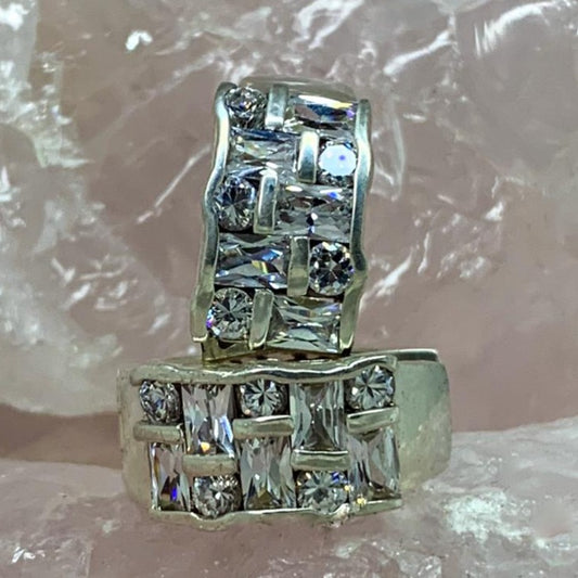 cubic zirconia huggie earrings in silver