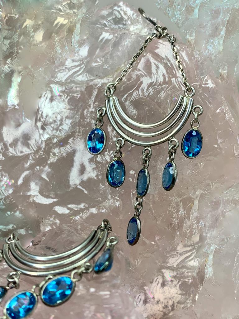 Natural Blue Topaz Earrings