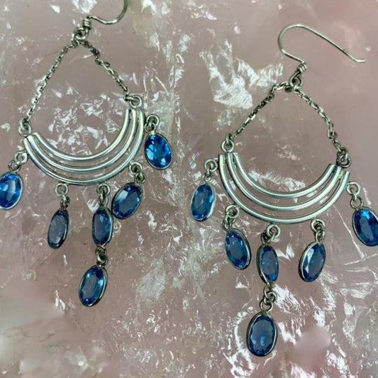 Natural Blue Topaz Earrings