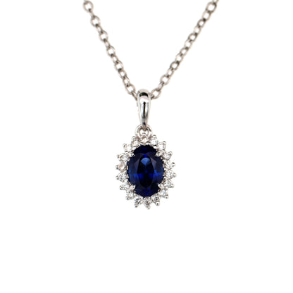 Blue sapphire and diamond pendant