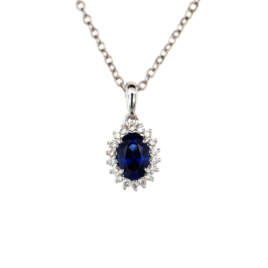 Blue sapphire and diamond pendant