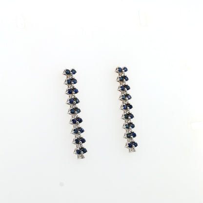 White sapphire and Blue sapphire earrings in 18K white gold
