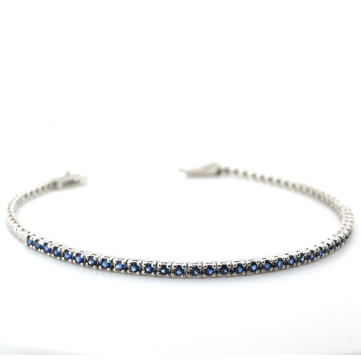 Blue Sapphire Bracelet - 18K White Gold  6.05 gm