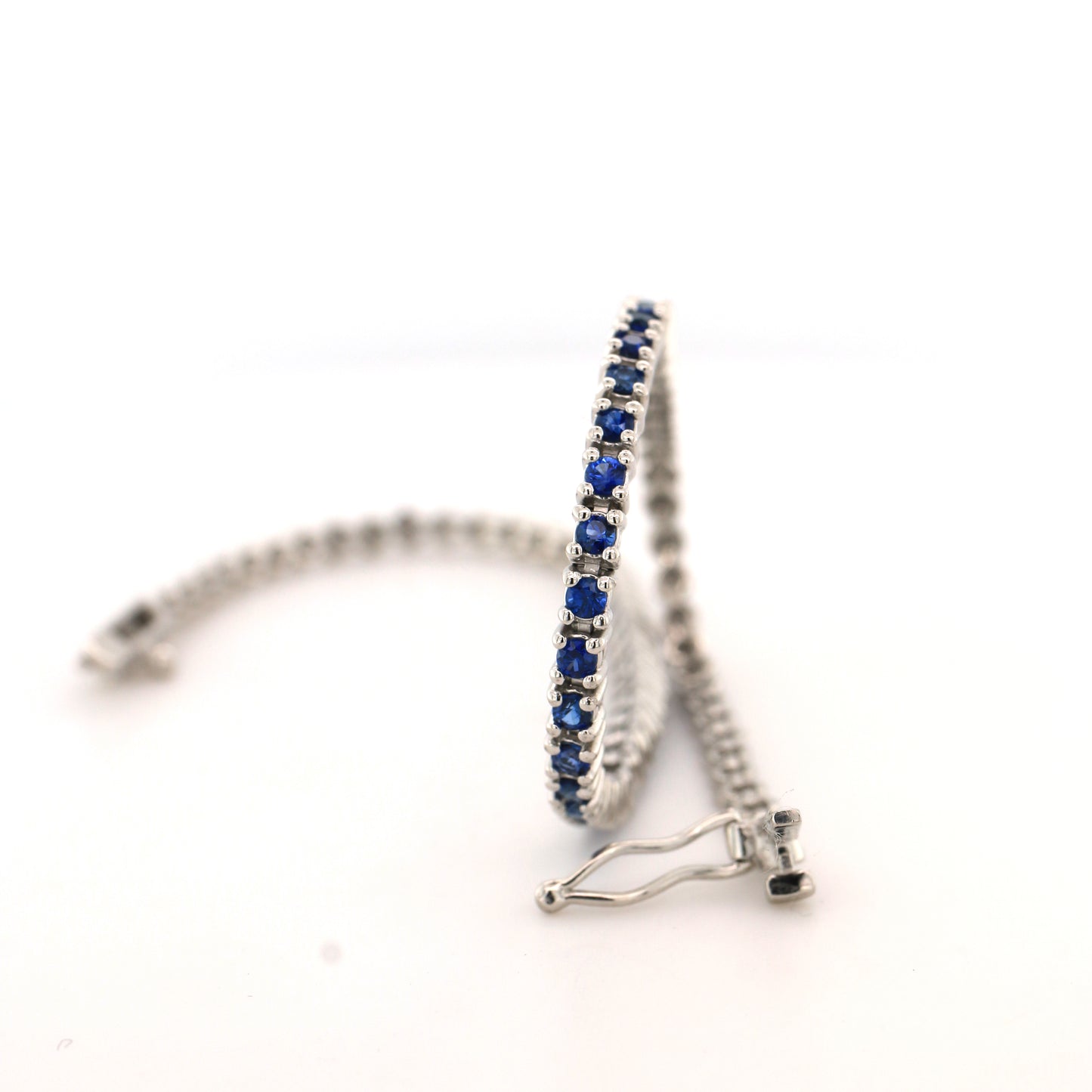 Blue Sapphire Bracelet - 18K White Gold  6.05 gm