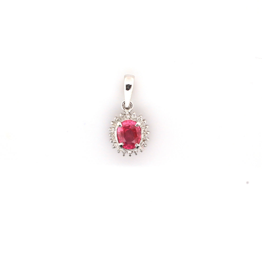 Pink sapphire pendant in 18K white gold