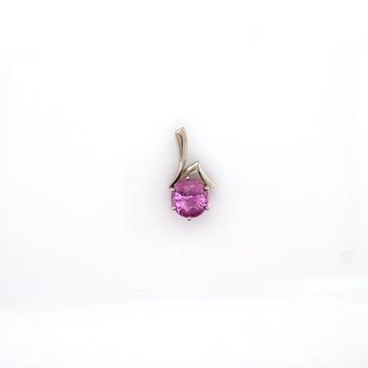 Pink sapphire pendant in 18K white gold
