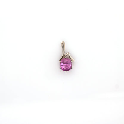 Pink sapphire pendant in 18K white gold