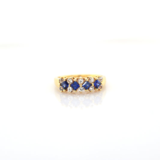 Blue Sapphire & White Sapphire Eternity  Ring - 3.47 g